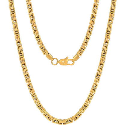 Königskette 4/6mm 18K Gold beschichtet Edelstahl, Herren Damen, 45-65cm