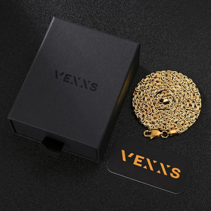 Königskette 4/6mm 18K Gold beschichtet Edelstahl, Herren Damen, 45-65cm