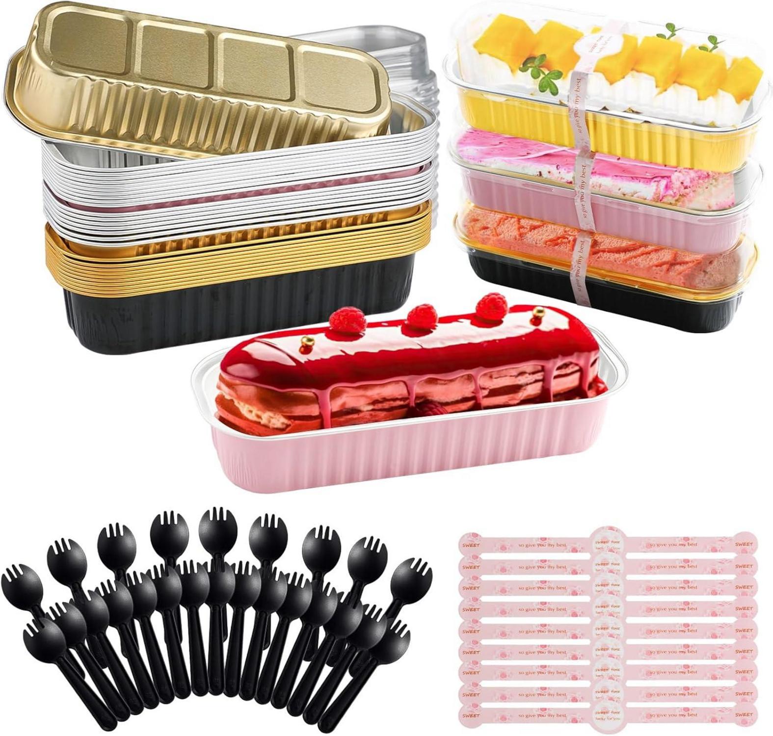 30 Mini Kuchenformen mit Deckel & Löffel Aluminiumfolie 200ml
