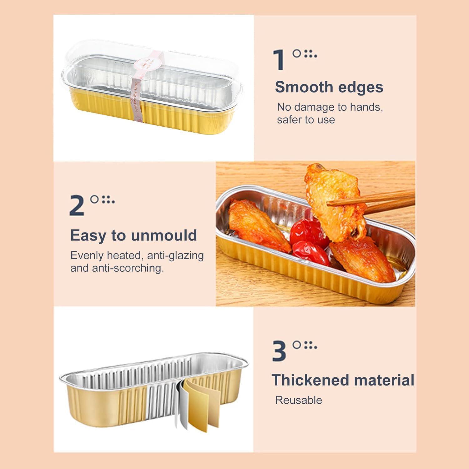 30 Mini Kuchenformen mit Deckel & Löffel Aluminiumfolie 200ml