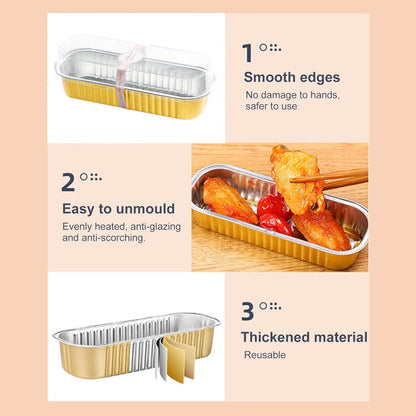 30 Mini Kuchenformen mit Deckel & Löffel Aluminiumfolie 200ml