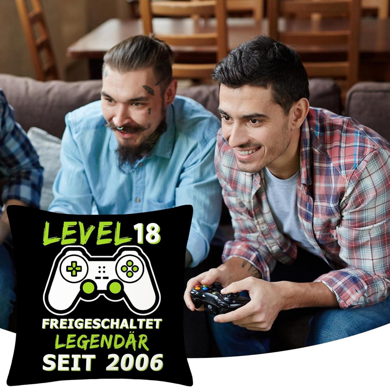 Merclix 18. Geburtstag Gaming Kissenbezug 45x45 Junge Geschenk Lustig Schwarz
