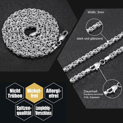 Königskette Edelstahl 18K Gold beschichtet, 4/6mm, 45-65cm
