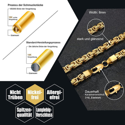 Königskette 4/6mm 18K Gold beschichtet Edelstahl