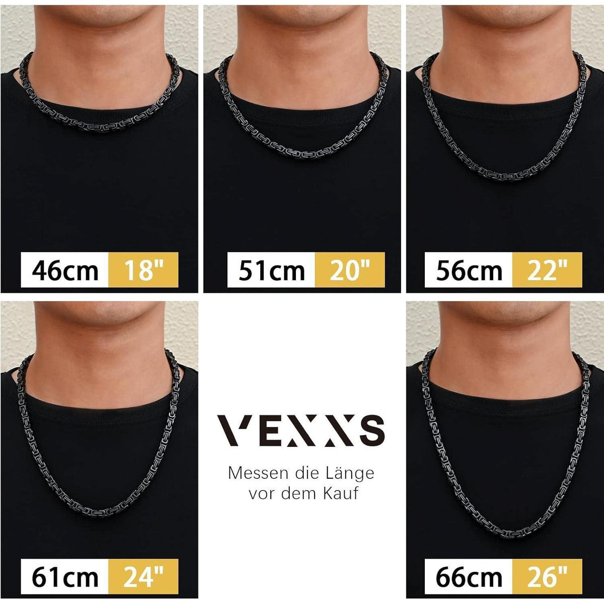 Königskette 4/6mm 18K Gold beschichtet Edelstahl Herren Damen