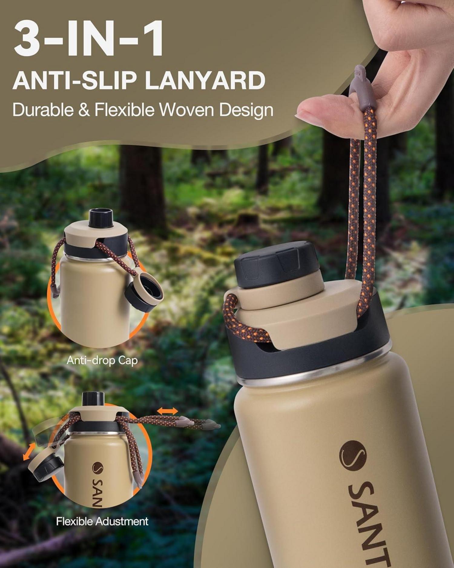 Trinkflasche Edelstahl isoliert BPA-frei 710ML Auslaufsicher Sportdeckel Khaki