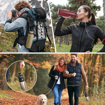 SANTECO Trinkflasche Edelstahl isoliert 500-710ML BPA-frei Sportdeckel