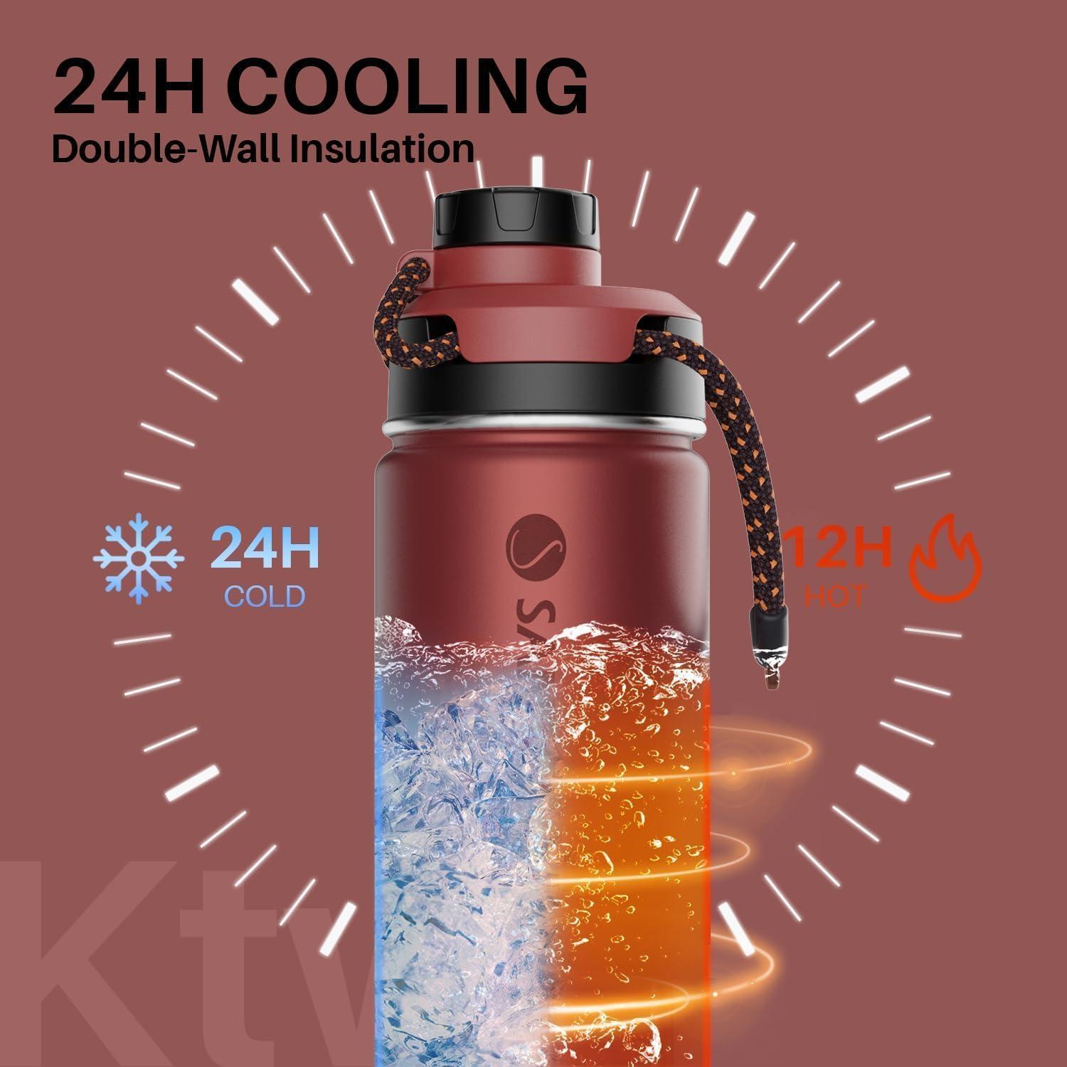 Isolierflasche Edelstahl Auslaufsicher BPA-frei 710ML Rot Ocker