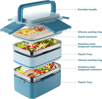 WayEee Bento Box Edelstahl Lunchbox Auslaufsicher 1500ml