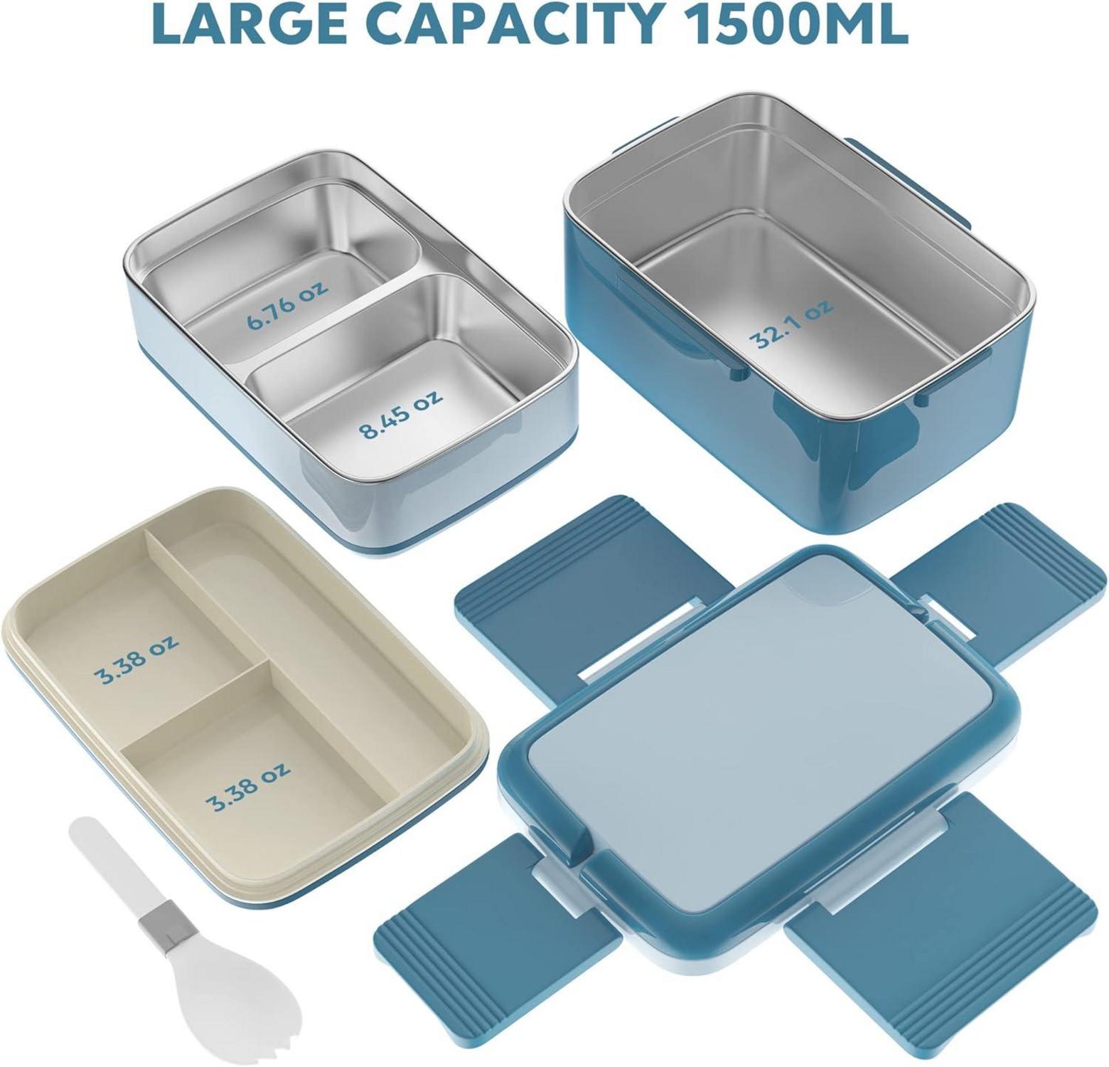 Bento Lunchbox auslaufsicher Edelstahlfach 1500ml Volumen Blue