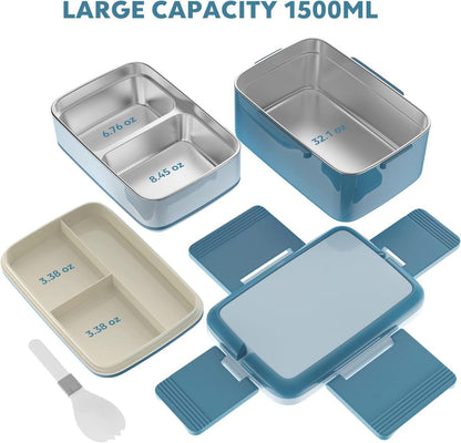 Bento Lunchbox auslaufsicher Edelstahlfach 1500ml Volumen Blue
