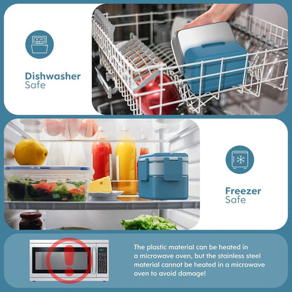 Bento Lunchbox Edelstahl Auslaufsicher 1500ml Blau BPA Frei