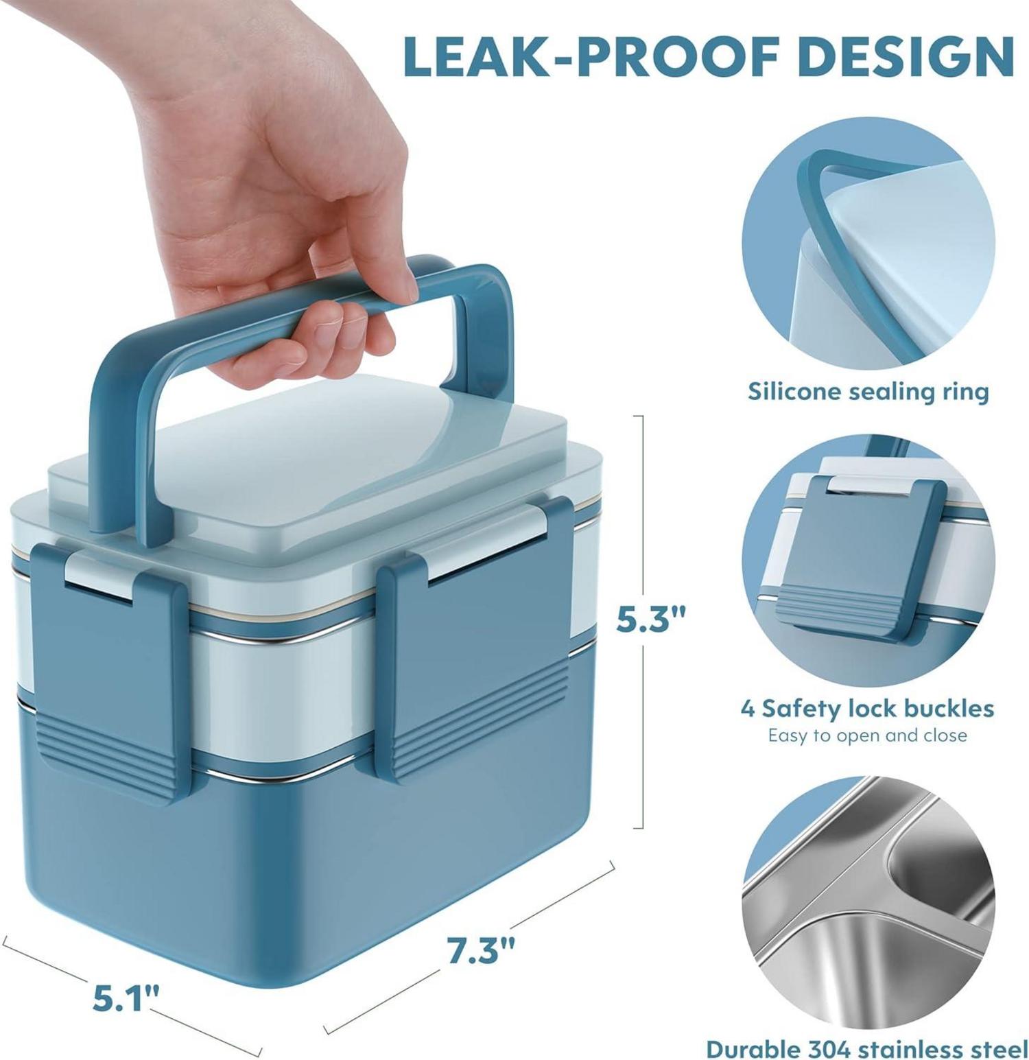 Bento Box Lunchbox Edelstahlfach Auslaufsicher 1500ml BPA frei Blau