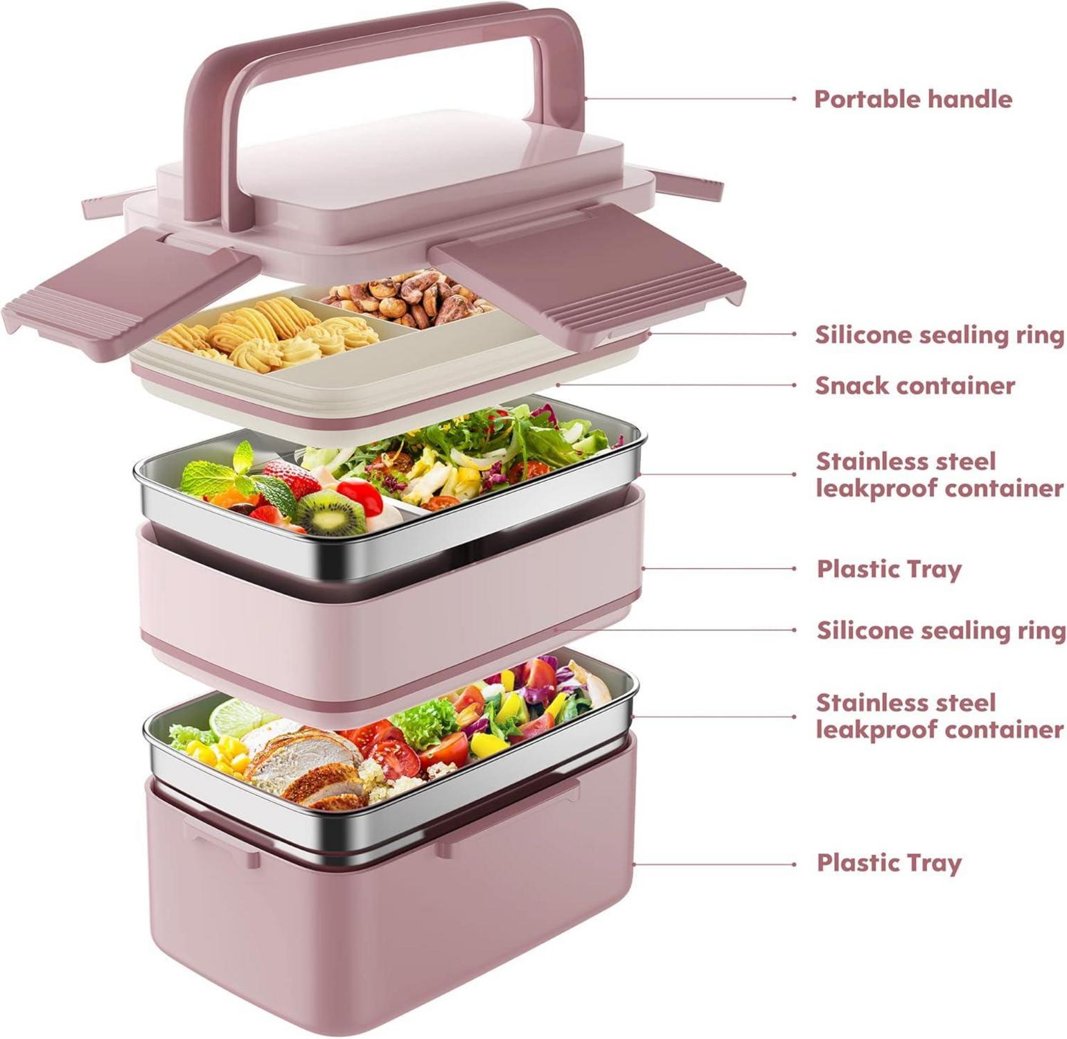 Bento Box Lunchbox Erwachsene Edelstahlfach Auslaufsicher 1500ml BPA