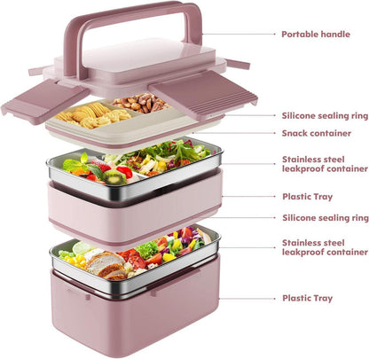 Bento Box Lunchbox Erwachsene Edelstahlfach Auslaufsicher 1500ml BPA