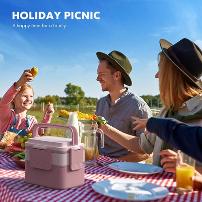 WayEee Bento Box Lunchbox Edelstahl Auslaufsicher 1500ml BPA Frei Rosa