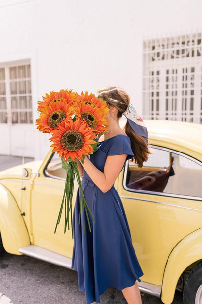 Künstliche Sonnenblumen Groß Seidenblumen 3 Stücke Orange 81cm