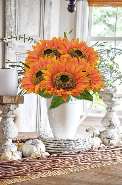 Künstliche Sonnenblumen 81cm Orange Deko Blume 3er Set