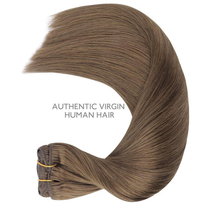 Clip in Haarverlängerung Echthaar Aschbraun 40cm
