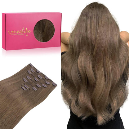 Echthaar Clip-in Extension – Helles Aschbraun, 35cm, 120g
