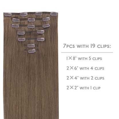 Echthaar Clip-in Extension – Helles Aschbraun, 35cm, 120g