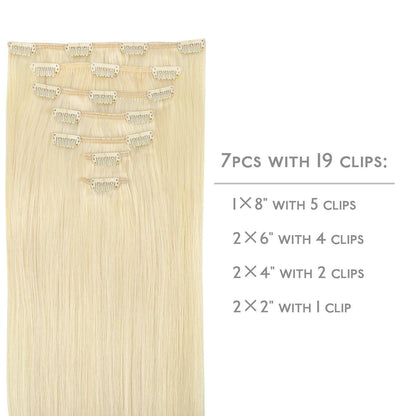 Clip in Echthaarverlängerung 60cm Bleichblond #613R