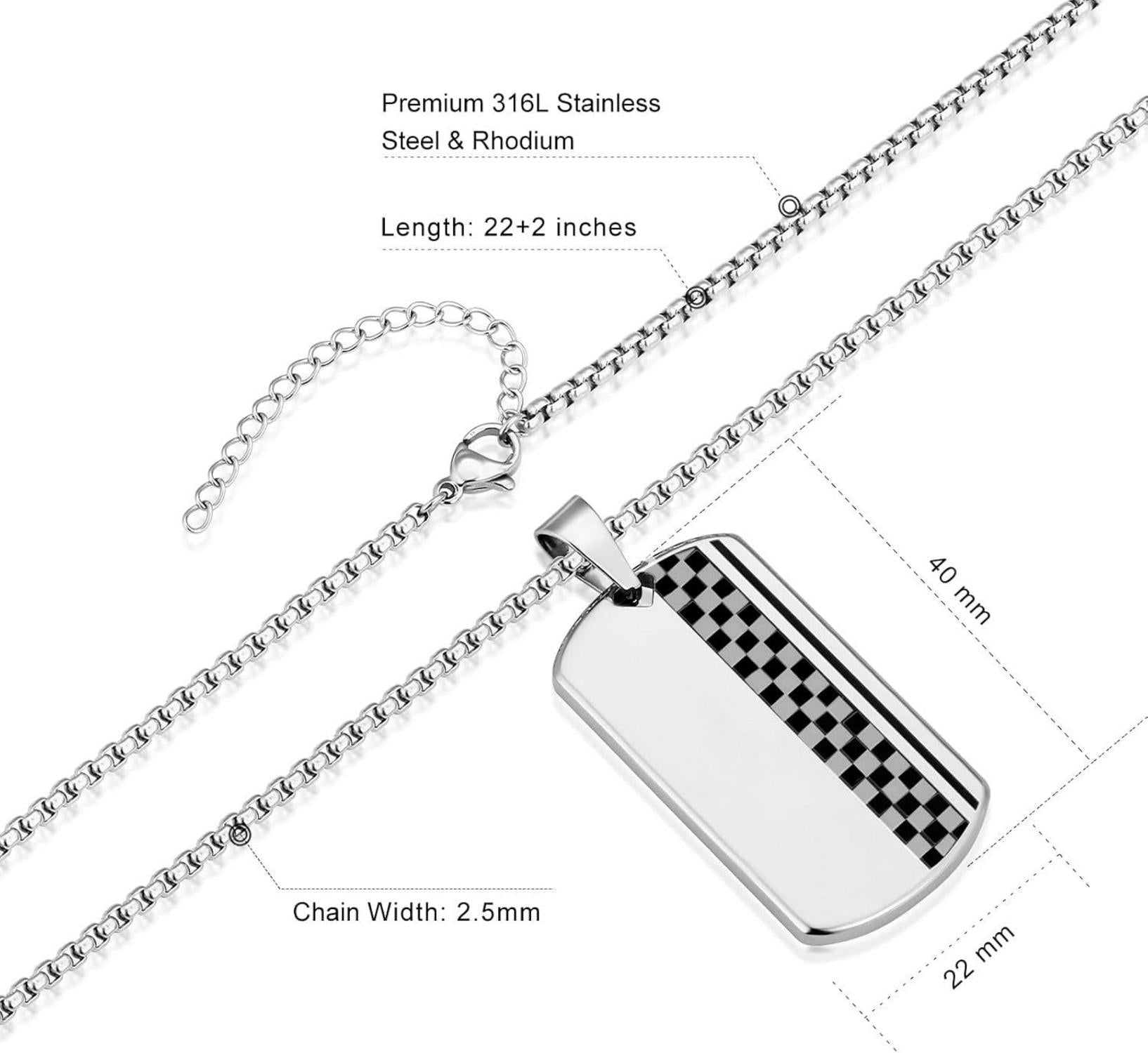 Anhänger Kette 61cm Panzerkette Kreuz Blitz Dogtag Pfeilspitze 18K Gold Weißgold