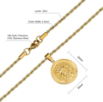 Herren 18K vergoldete Jesus Münzanhänger Kette 55,9cm Gold Silber