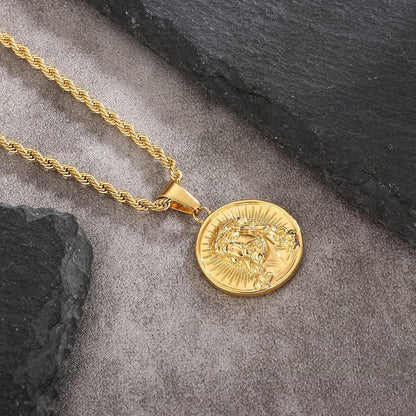 Herren 18K vergoldete Jesus Münzanhänger Kette 55,9cm Gold Silber