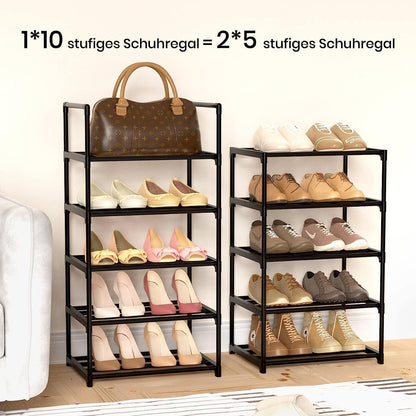 Schuhregal mit 10 Ablagen für Flur Schlafzimmer Eingang