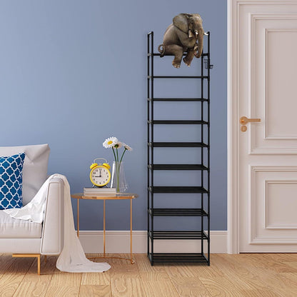 Schuhregal 10 Ablagen Schuhschrank hoch Schmal Organizer DIY Platzsparend