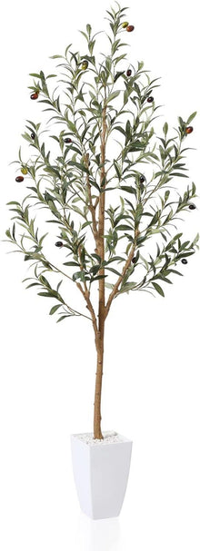 Künstlicher Olivenbaum 150cm mit Topf, Kunstpflanze Grün