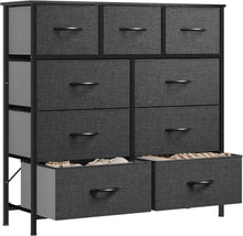 YITAHOME Kommode 9 Schubladen Stoff Schwarzgrau
