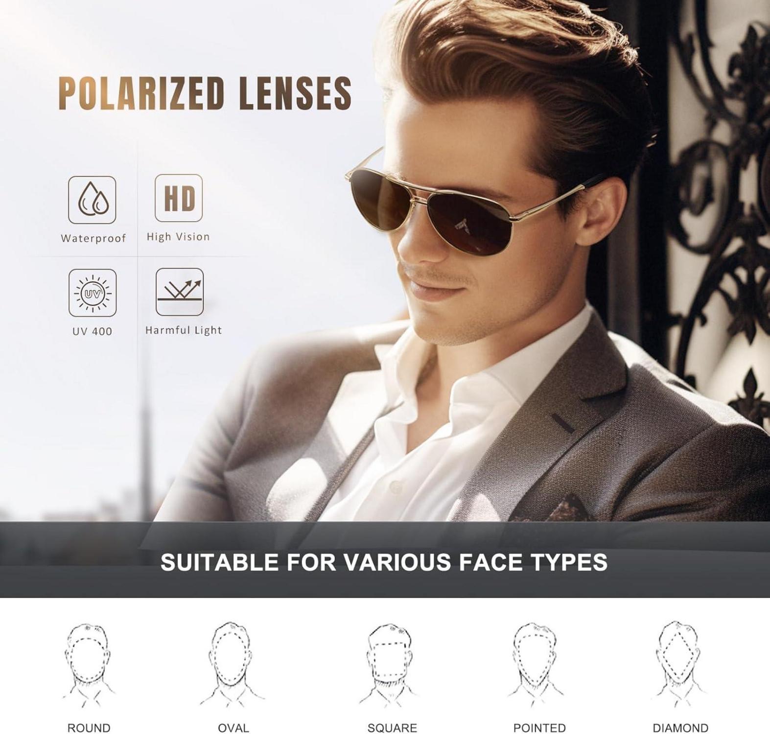 Pilotenbrille Set Retro Vintage Polarisiert UV400 2 Paare