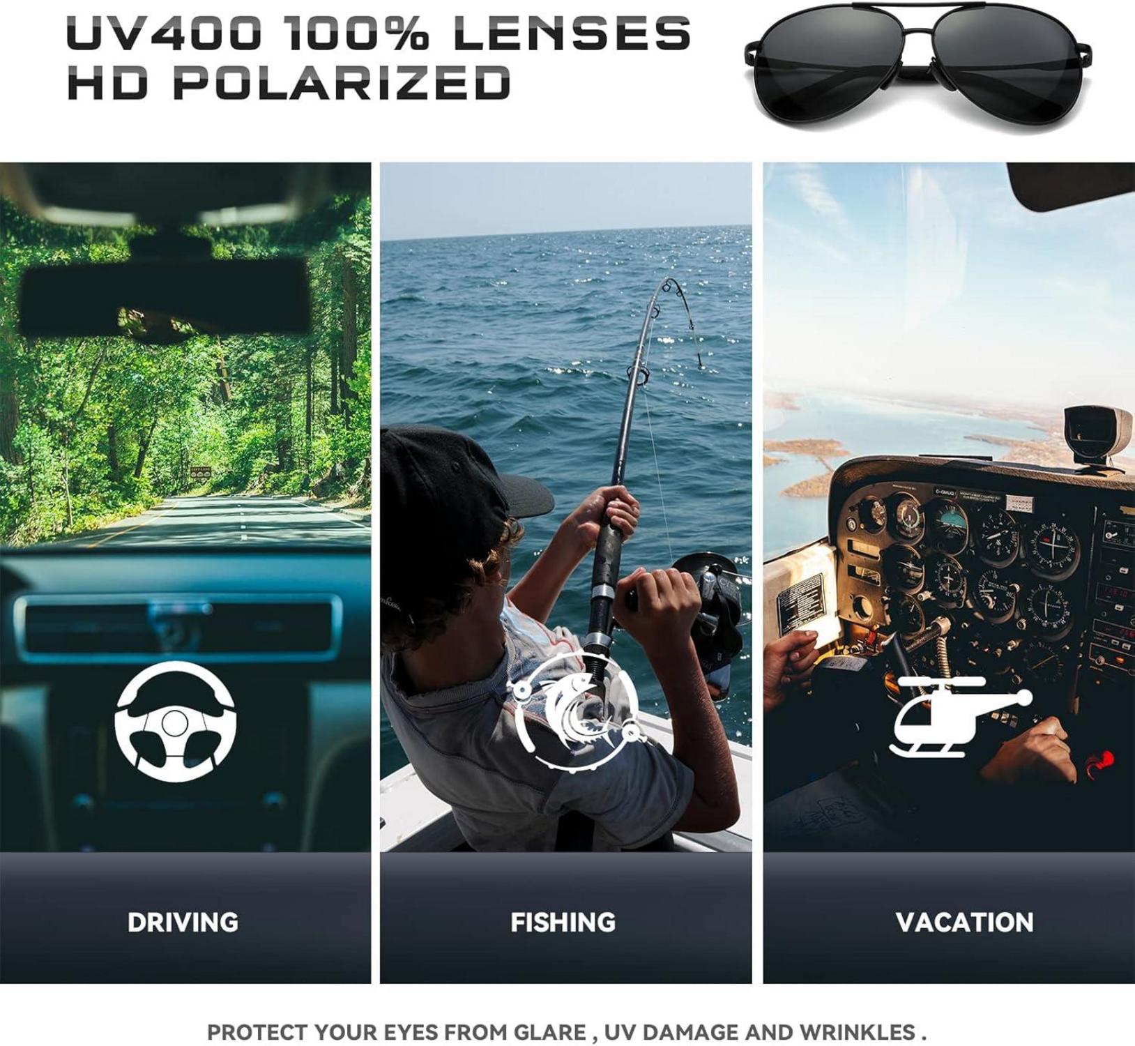 Polarisierte Pilotenbrille Set 2 Paare Schwarz UV400 Retro Vintage