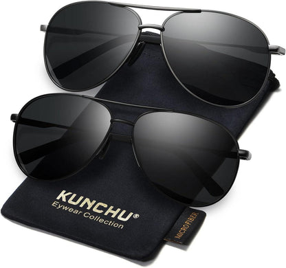 Pilotenbrille Set Schwarz Polarisiert UV400 Retro Vintage.parseLong【Verschiedene Arten Sonnenbrillen】Fliegerbrille, Runde, Eckige für Männer und