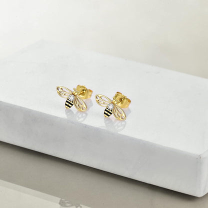 925 Sterling Silber Bienen-Ohrstecker für Damen - Süßer