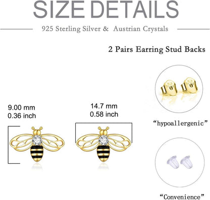 925 Sterling Silber Biene Ohrringe Ohrstecker für Damen Mädchen