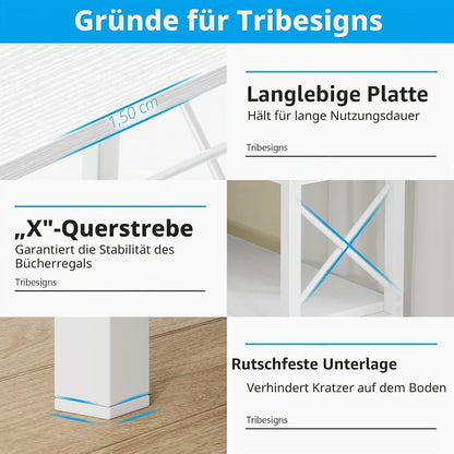 Hohes Eckregal mit Metallrahmen – Industrielles Bücherregal (Weiß)