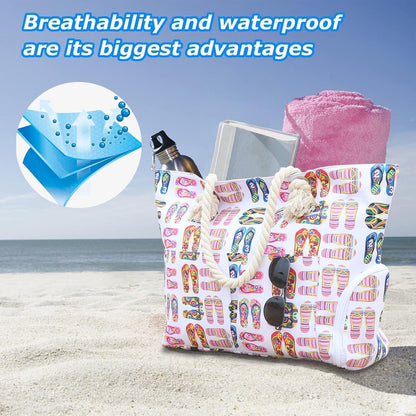 Strandtasche XXL 30L Wasserdicht Reißverschluss Schuhfach Mehrere Fächer