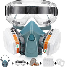 Atemschutzmaske mit Filterbox und Brille, 8 Filter-Baumwolle