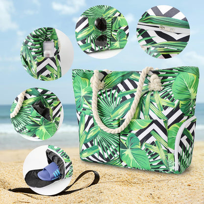 Strandtasche XXL 30L mit Reißverschluss Schuhfach Wasserdicht Beach Bag