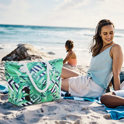 Strandtasche XXL 30L mit Reißverschluss Schuhfach Wasserdicht Beach Bag