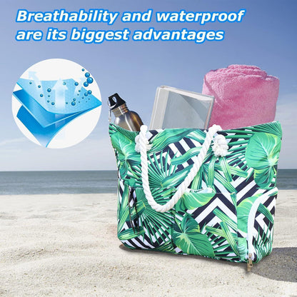 Strandtasche XXL 30L mit Reißverschluss Schuhfach Wasserdicht Beach Bag