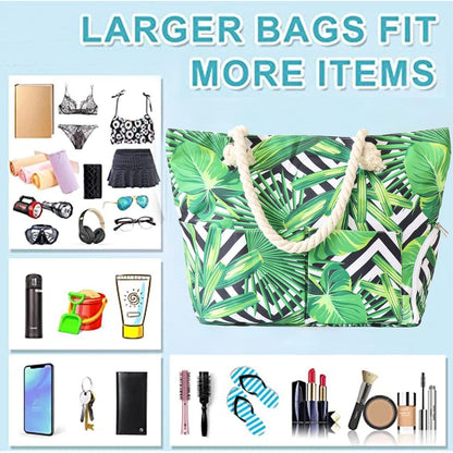 Strandtasche XXL 30L mit Reißverschluss Schuhfach Wasserdicht Beach Bag