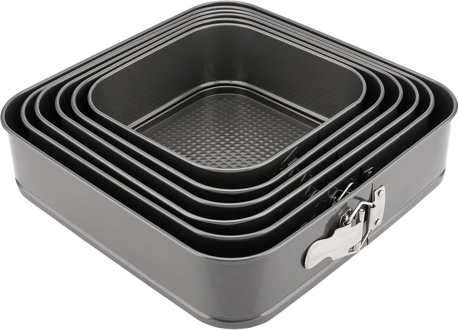 6er Set Eckige Kuchenformen mit Trapezoidal Tortenschaber, Schwarz
