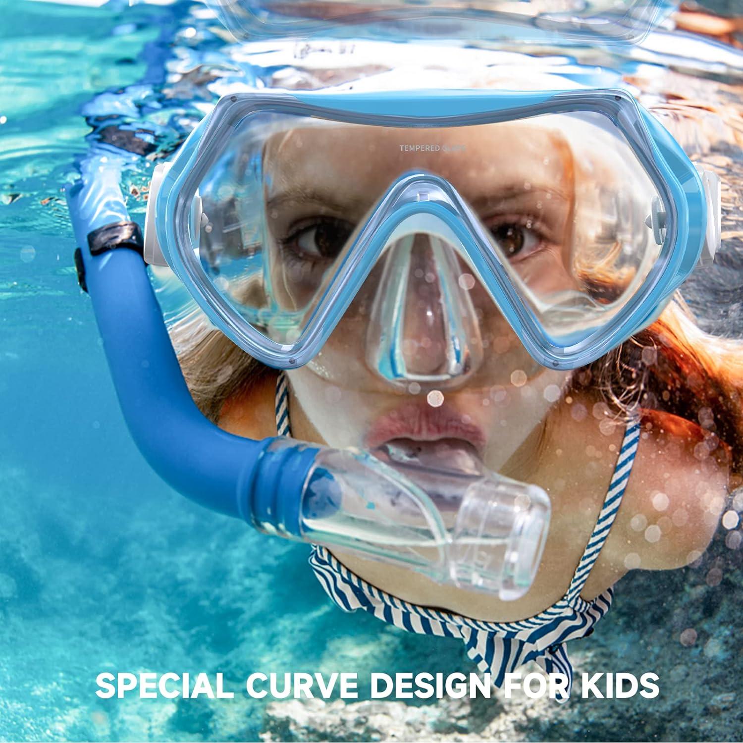 Taucherbrille Kinder Schwimmbrille Schnorchelmaske 180°Panorama HD für