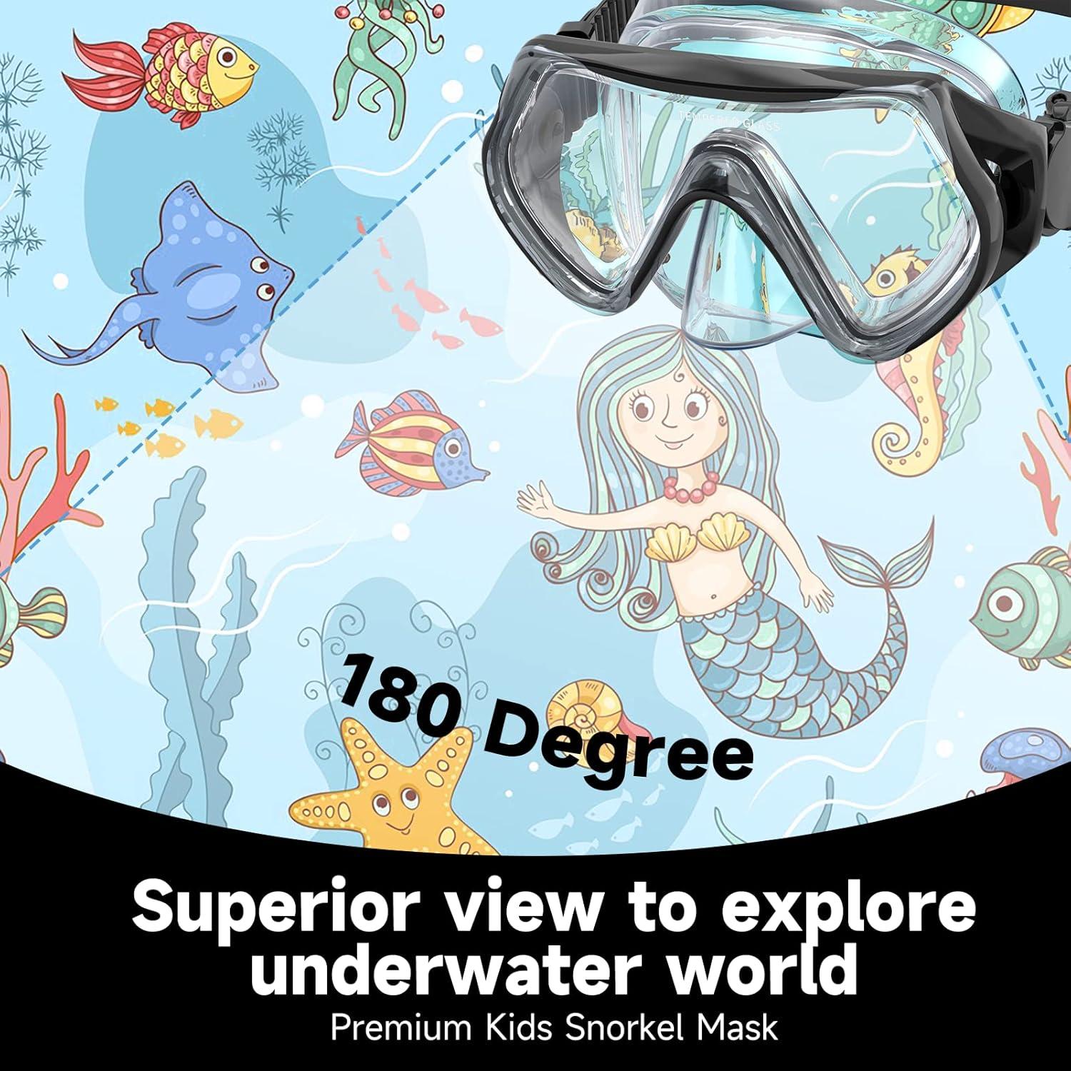 Taucherbrille Kinder Schwimmbrille Schnorchelmaske 180°Panorama Anti Nebel 4-16