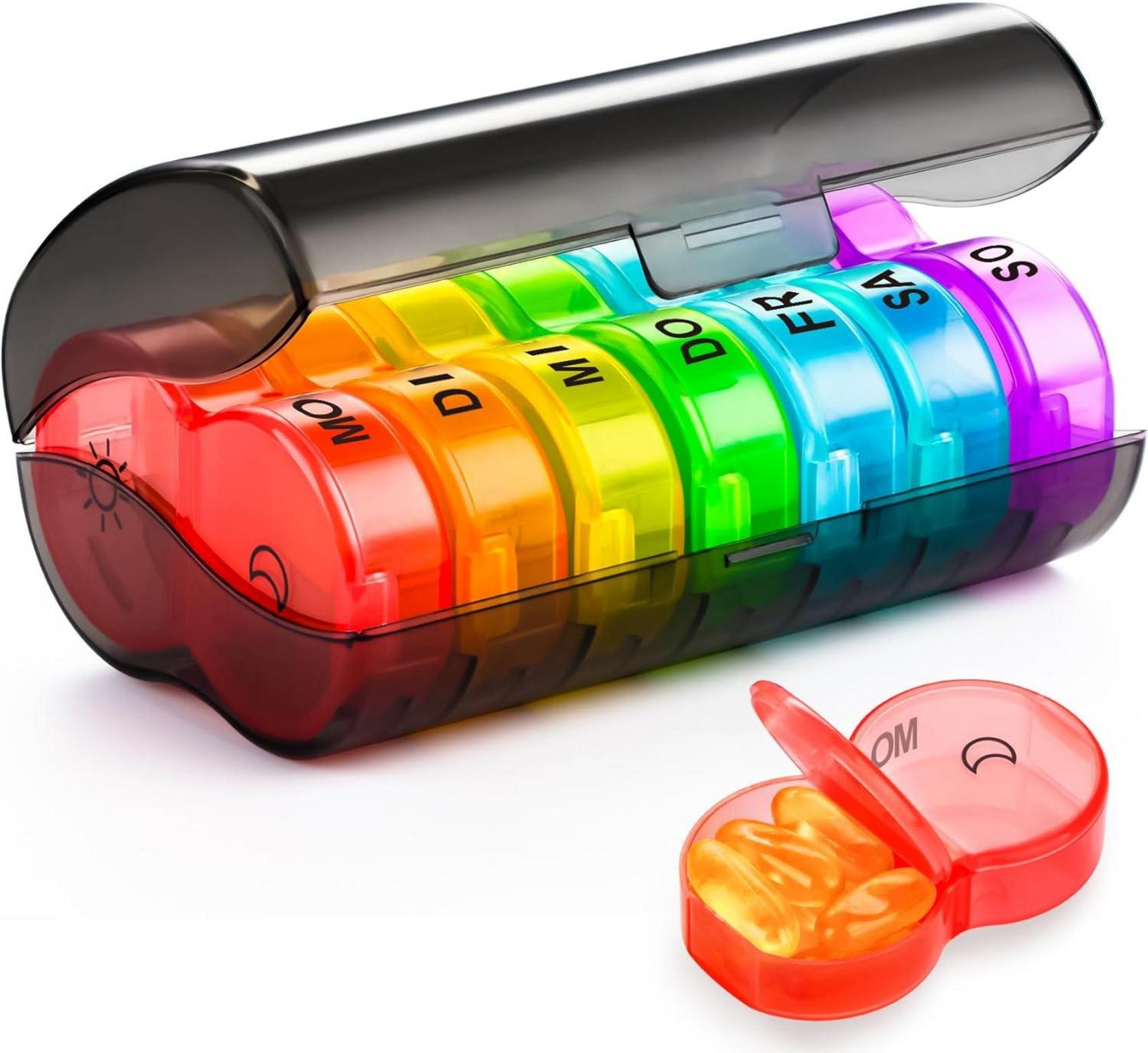 Tablettenbox 7 Tage 2 Fächer Extra Groß Schwarz