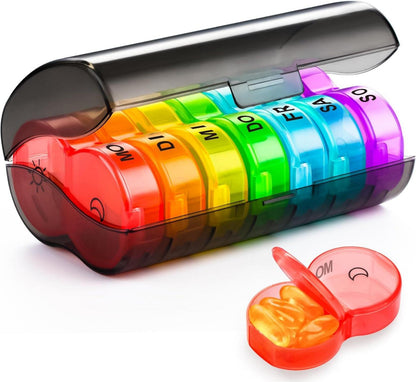 Tablettenbox 7 Tage 2 Fächer Extra Groß Schwarz